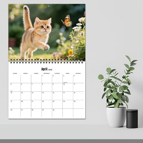 Cat Calendar 2026 Calendar,Cute Kitten Wall Calendar,Large Bookstore-Quality,Spiral-Bound Hanging Monthly Wall Planners for Kitchen & Office,Pet calendar - 11x17Inch(Open) in Saudi Arabia