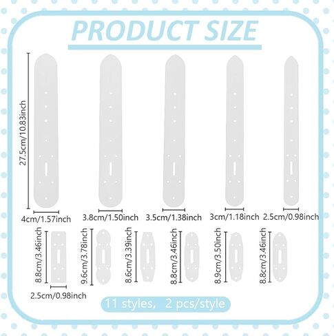 WEBEEDY 22 Pcs 11 Styles Leather Templates PVC Leather Patterns Templates Supply for Belt Holes Punching, Leatherwork Craft Supplies DIY Belt Crafting Tools, 1/1.2/1.4/1.5/1.6 inch Width in Saudi Arabia