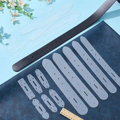 WEBEEDY 22 Pcs 11 Styles Leather Templates PVC Leather Patterns Templates Supply for Belt Holes Punching, Leatherwork Craft Supplies DIY Belt Crafting Tools, 1/1.2/1.4/1.5/1.6 inch Width in Saudi Arabia
