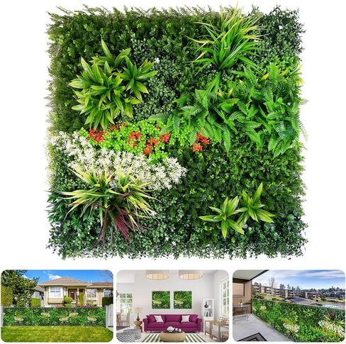 Artificial Plant Wall Panels, 40"x 40" Boxwood Hedge Wall Panels with UV Protection, Privacy Screen Fence, Greenery Wall Backdrop for Indoor Outdoor Garden Fence Backyard Decor (B0001) in Saudi Arabia