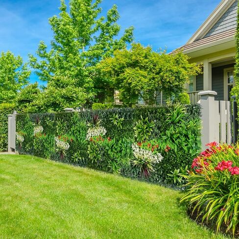Artificial Plant Wall Panels, 40"x 40" Boxwood Hedge Wall Panels with UV Protection, Privacy Screen Fence, Greenery Wall Backdrop for Indoor Outdoor Garden Fence Backyard Decor (B0001) in Saudi Arabia