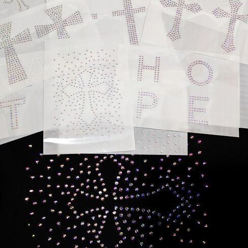 Hotfix Rhinestone Cross Transfers ، 10 أوراق آلة قابلة للغسل من الحديد على شارات Bling للملابس DIY ، والقمصان ، والقلع ، والديكور المنزلي in Saudi Arabia