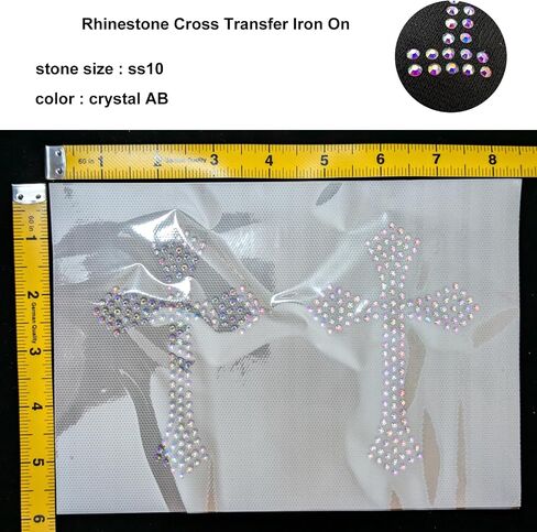 Hotfix Rhinestone Cross Transfers ، 10 أوراق آلة قابلة للغسل من الحديد على شارات Bling للملابس DIY ، والقمصان ، والقلع ، والديكور المنزلي in Saudi Arabia