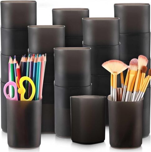 Sherr 50 Pack Black Pen Holders for Desk Pen Cups Bulk Pencil Organizer Makeup Brush Holder Matte Pencil Cups Ins Style for Office Home Back to School Supplies, 2.76 x 3.94 Inches in Saudi Arabia
