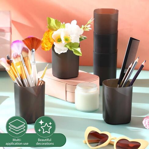 Sherr 50 Pack Black Pen Holders for Desk Pen Cups Bulk Pencil Organizer Makeup Brush Holder Matte Pencil Cups Ins Style for Office Home Back to School Supplies, 2.76 x 3.94 Inches in Saudi Arabia