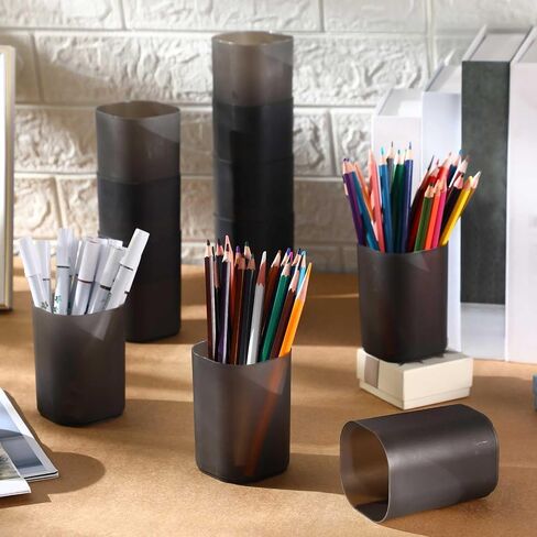 Sherr 50 Pack Black Pen Holders for Desk Pen Cups Bulk Pencil Organizer Makeup Brush Holder Matte Pencil Cups Ins Style for Office Home Back to School Supplies, 2.76 x 3.94 Inches in Saudi Arabia