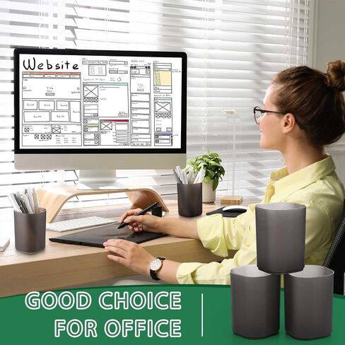 Sherr 50 Pack Black Pen Holders for Desk Pen Cups Bulk Pencil Organizer Makeup Brush Holder Matte Pencil Cups Ins Style for Office Home Back to School Supplies, 2.76 x 3.94 Inches in Saudi Arabia