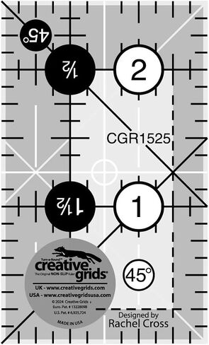 حاكم لحاف الشبكات الإبداعية 1-1/2in × 2-1/2in-CGR1525-مصنوع في الولايات المتحدة الأمريكية ، حاكم القبعة غير المنقولة ، والخياطة ، وصياغة ، ومرقع حاكم لقياس وقطع النسيج in Saudi Arabia
