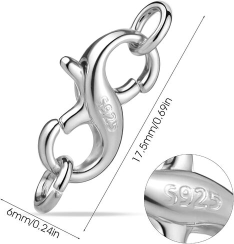 925 Sterling Silver Clasp Double Opening Lobster Claw Clasps Necklace Extender Bracelet Clasps and Closure for Jewelry Making Necklace Connector for DIY Jewelry Repair in Saudi Arabia