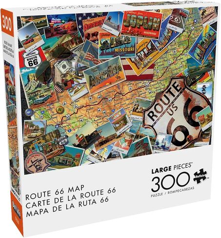 Buffalo Games - Route 66 Map - 300 Gigsaw Jigsaw Puzzle للبالغين - لغز صعب مثالي لليالي اللعبة in Saudi Arabia