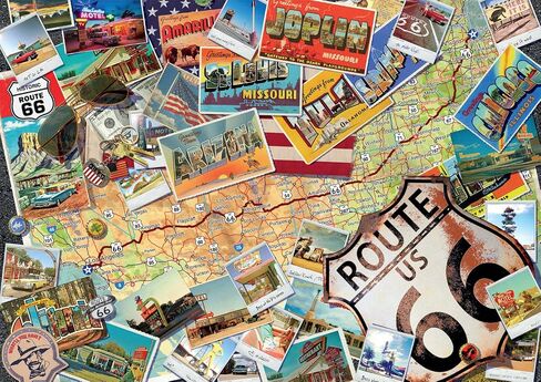 Buffalo Games - Route 66 Map - 300 Gigsaw Jigsaw Puzzle للبالغين - لغز صعب مثالي لليالي اللعبة in Saudi Arabia
