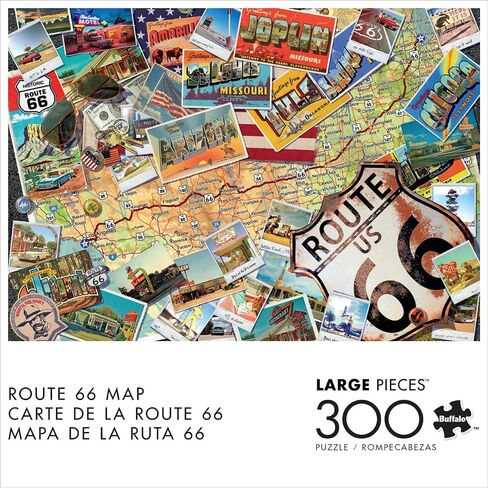 Buffalo Games - Route 66 Map - 300 Gigsaw Jigsaw Puzzle للبالغين - لغز صعب مثالي لليالي اللعبة in Saudi Arabia