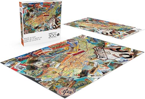 Buffalo Games - Route 66 Map - 300 Gigsaw Jigsaw Puzzle للبالغين - لغز صعب مثالي لليالي اللعبة in Saudi Arabia