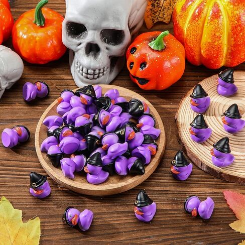 Soulchen 50 PCS Halloween Mini Resin Ducks Bulk Tiny Duck Fompurines Miniature Duckies for Halloween Party Favors Decoration Garden Micro Landscape Association DIY (Witch Style) in Saudi Arabia