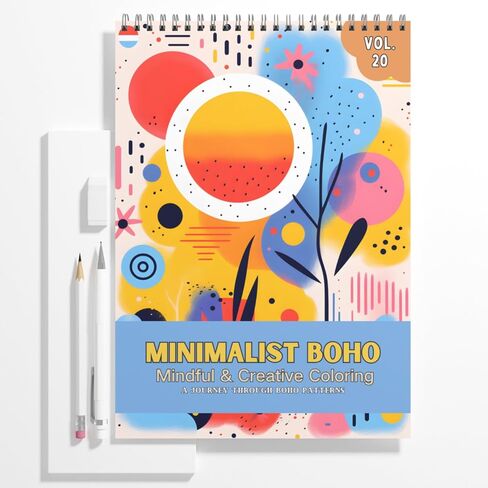 Adult Coloring Books Spiral Bound Page One Sided Design Gifts Arts and Crafts with Fun, Easy, and Mindfulness Relaxing Coloring Pages to Relax, Anxiety and Depression 24 Colorful of Minimalist Boho in Kuwait