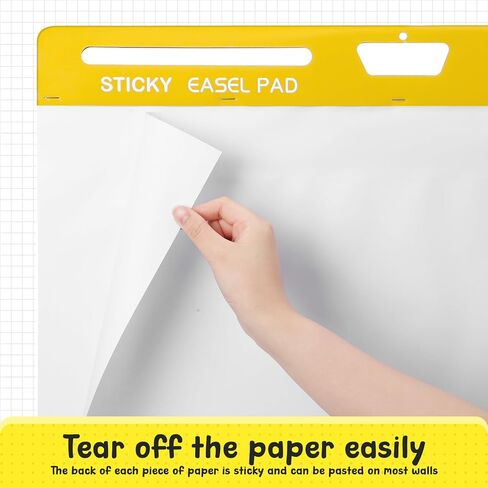 ReliThick 4 Pads Thickened Sticky Easel Pad, 25 x 30 In, 20 Sheets/pad, Flip Chart Paper for Teachers, Large White Sticky Chart for Wall, Self Stick Easel Paper with Note and Whiteboard Markers in Saudi Arabia