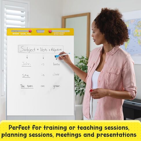ReliThick 4 Pads Thickened Sticky Easel Pad, 25 x 30 In, 20 Sheets/pad, Flip Chart Paper for Teachers, Large White Sticky Chart for Wall, Self Stick Easel Paper with Note and Whiteboard Markers in Saudi Arabia
