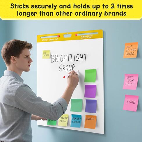 ReliThick 4 Pads Thickened Sticky Easel Pad, 25 x 30 In, 20 Sheets/pad, Flip Chart Paper for Teachers, Large White Sticky Chart for Wall, Self Stick Easel Paper with Note and Whiteboard Markers in Saudi Arabia