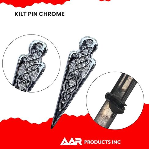 New Kilt Pin Celtie Knot Brand AAR Scottish Brass Color Antique/Chrome Finish Size 4" in Saudi Arabia