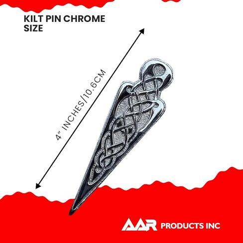 New Kilt Pin Celtie Knot Brand AAR Scottish Brass Color Antique/Chrome Finish Size 4" in Saudi Arabia