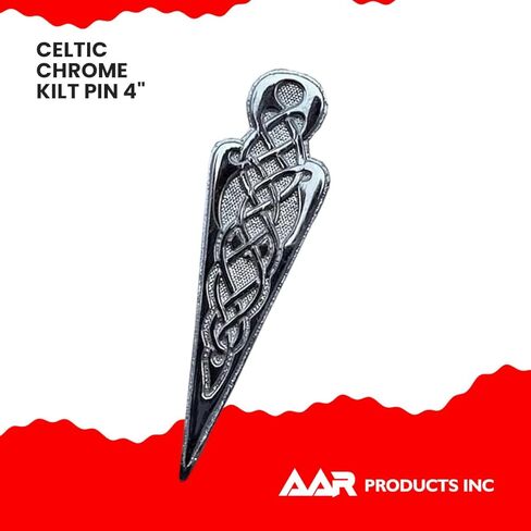 New Kilt Pin Celtie Knot Brand AAR Scottish Brass Color Antique/Chrome Finish Size 4" in Saudi Arabia