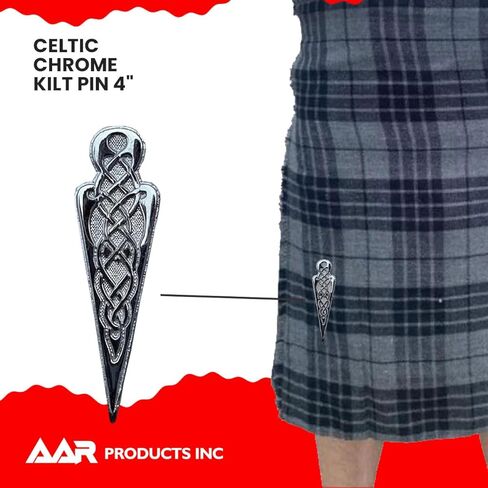 New Kilt Pin Celtie Knot Brand AAR Scottish Brass Color Antique/Chrome Finish Size 4" in Saudi Arabia