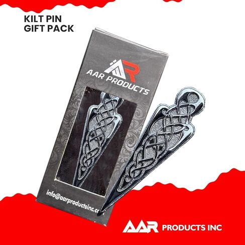New Kilt Pin Celtie Knot Brand AAR Scottish Brass Color Antique/Chrome Finish Size 4" in Saudi Arabia