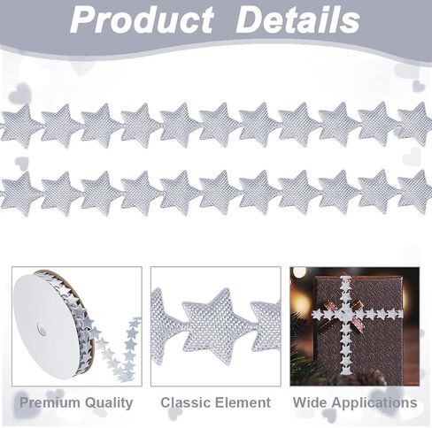 20 Yards Halloween Star Ribbon 1/2 Inch Silver Star Ribbon Trim Star Ribbons Trim Embellishment Polyester Star Ribbon for DIY Clothes Gift Home Decoration in Saudi Arabia
