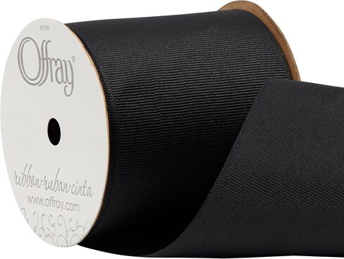 Berwick Offray 797127A 3" Wide Grosgrain Ribbon for Decoration, Gift Wrapping, and Crafts, 50-Yard Spool, Black in Saudi Arabia