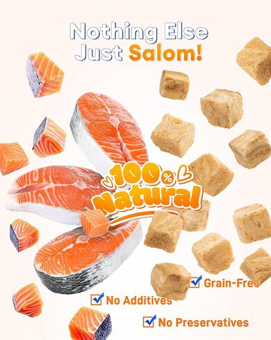 Freeze Dried Salmon Treats for Dogs & Cats – 3.53 oz, Single Ingredient, High-Protein, Natural High Value, Grain-Free, Healthy Pet Training Treats or Food Topper in Kuwait