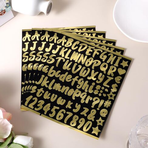 10pcs Alphabet Stickers, Waterproof Self Adhesive Alphabet Name Stickers Transfer Stickers Letter Number Name Decals Easy to Use Decoration for Water Bottle Water Cup Scrapbooks(Gold) in Saudi Arabia