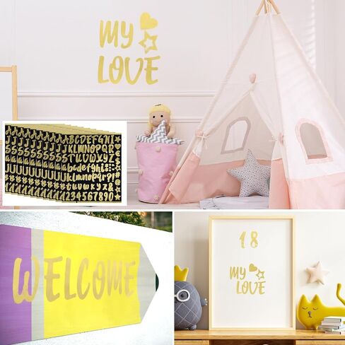 10pcs Alphabet Stickers, Waterproof Self Adhesive Alphabet Name Stickers Transfer Stickers Letter Number Name Decals Easy to Use Decoration for Water Bottle Water Cup Scrapbooks(Gold) in Saudi Arabia