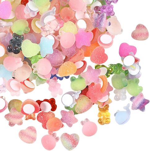 GSHLLO 100 Pcs 3D Clear Resin Stickers Self Adhesive Cup Stickers Cute Flatback Charms Slime Craft Charms Flat Back Scrapbooking Embellishments for Photo Album in Saudi Arabia