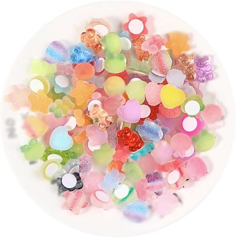 GSHLLO 100 Pcs 3D Clear Resin Stickers Self Adhesive Cup Stickers Cute Flatback Charms Slime Craft Charms Flat Back Scrapbooking Embellishments for Photo Album in Saudi Arabia