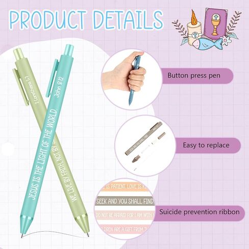 50 Pcs Christian Inspirational Ballpoint Pens Bible Verse Religious Pens First Day of Sunday School Gifts for Students Reward Supplies in Saudi Arabia