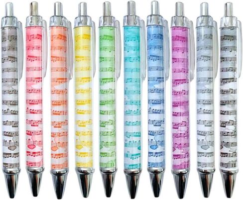 Music Pens 10 PC Unique Musical Party Favor Teacher Gift Romantic Themed Office Supplies Classroom Piano Enthusiasts Musician Cool Stationery Rainbow Vibes Bulk Perfect for Student Journals in Saudi Arabia