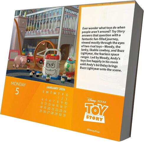 Disney Pixar 2026 Calendar, Box Edition Bundle - Deluxe 2026 Disney Animated Movies 365 Day to Day Box Calendar with Over 100 Calendar Stickers (Pixar Animation Gifts, Office Supplies) in Saudi Arabia