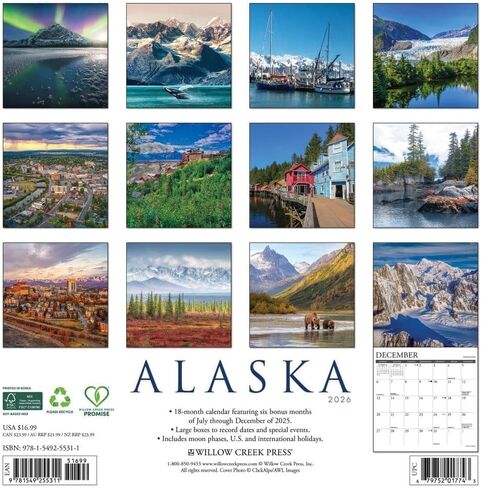 Alaska 2026 12" x 12" Wall Calendar in Saudi Arabia