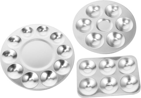Homoyoyo Aluminum Paint Tray 3 Pcs 10-Compartment Art Painting Palette for Acrylic and Watercolor Lightweight for Artists in Saudi Arabia
