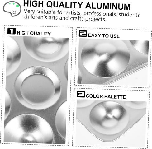 Homoyoyo Aluminum Paint Tray 3 Pcs 10-Compartment Art Painting Palette for Acrylic and Watercolor Lightweight for Artists in Saudi Arabia