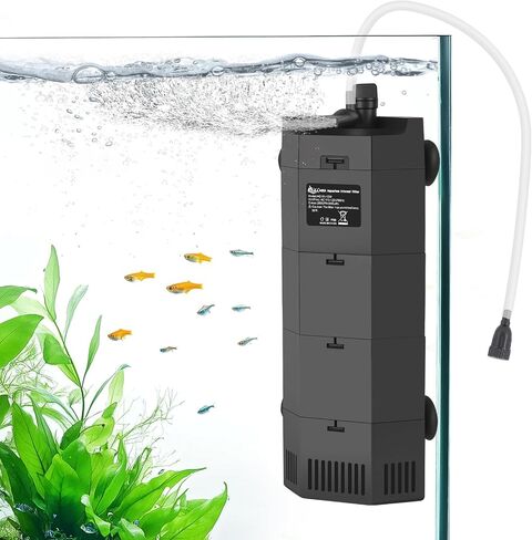 مرشح AQQA Submersible Aquarium Filter لـ 50-100 جيل من مرشحات أسماك الأسماك الهمس مع تدفق مائي قابل للتعديل للترشيح الحيوي ودورة الماء والأكسجين (12W ، 260GPH) in Saudi Arabia