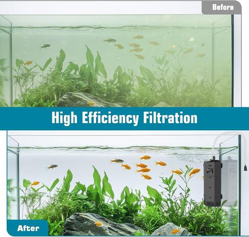 مرشح AQQA Submersible Aquarium Filter لـ 50-100 جيل من مرشحات أسماك الأسماك الهمس مع تدفق مائي قابل للتعديل للترشيح الحيوي ودورة الماء والأكسجين (12W ، 260GPH) in Saudi Arabia