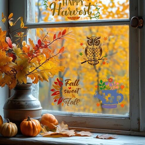 Konsait 18 PCS Fall Stencils for Painting on Wood, Happy Thanksgiving Templates Thankful Stencil Autumn Pumpkin Stencil Reusable Fall Door Mat Stencils for Fabric Drawing Crafts in Saudi Arabia