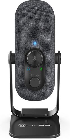 JLab Go Talk USB Microphone, White, USB-C Output, Cardioid or Omnidirectional, 96k Sample Rate, 20Hz, 20kHz Frequency Response, Volume Control and Quick Mute, 3.5mm AUX, Plug and Play in Saudi Arabia