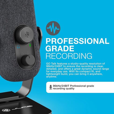 JLab Go Talk USB Microphone, White, USB-C Output, Cardioid or Omnidirectional, 96k Sample Rate, 20Hz, 20kHz Frequency Response, Volume Control and Quick Mute, 3.5mm AUX, Plug and Play in Saudi Arabia