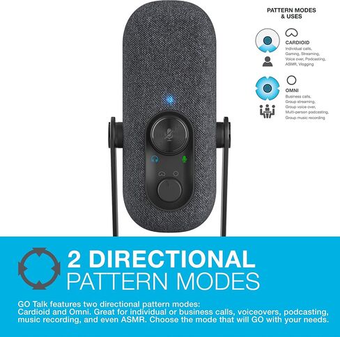 JLab Go Talk USB Microphone, White, USB-C Output, Cardioid or Omnidirectional, 96k Sample Rate, 20Hz, 20kHz Frequency Response, Volume Control and Quick Mute, 3.5mm AUX, Plug and Play in Saudi Arabia