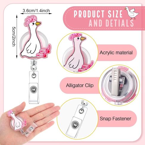 5 Pcs Funny Silly Goose Badge Reel Retractable ID Holder with Alligator Clip Funny Silly Goose Badge Reel Nursing Accessories ID Clip for Nurse Student Teacher Gifts Women Men in Saudi Arabia