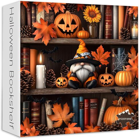 Halloween Puzzles for Adults 1000 Pieces, PICKFORU Vintage Book Pages Jigsaw Puzzles Pumpkin Gnomes, Hard Difficult Horror Bookshelf Theme as House Decor in Saudi Arabia