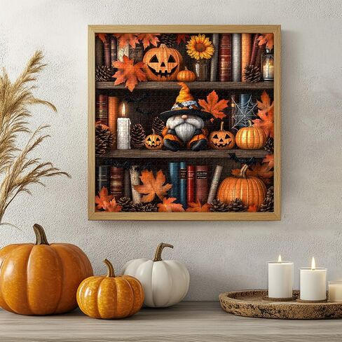 Halloween Puzzles for Adults 1000 Pieces, PICKFORU Vintage Book Pages Jigsaw Puzzles Pumpkin Gnomes, Hard Difficult Horror Bookshelf Theme as House Decor in Saudi Arabia
