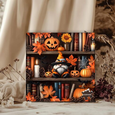Halloween Puzzles for Adults 1000 Pieces, PICKFORU Vintage Book Pages Jigsaw Puzzles Pumpkin Gnomes, Hard Difficult Horror Bookshelf Theme as House Decor in Saudi Arabia